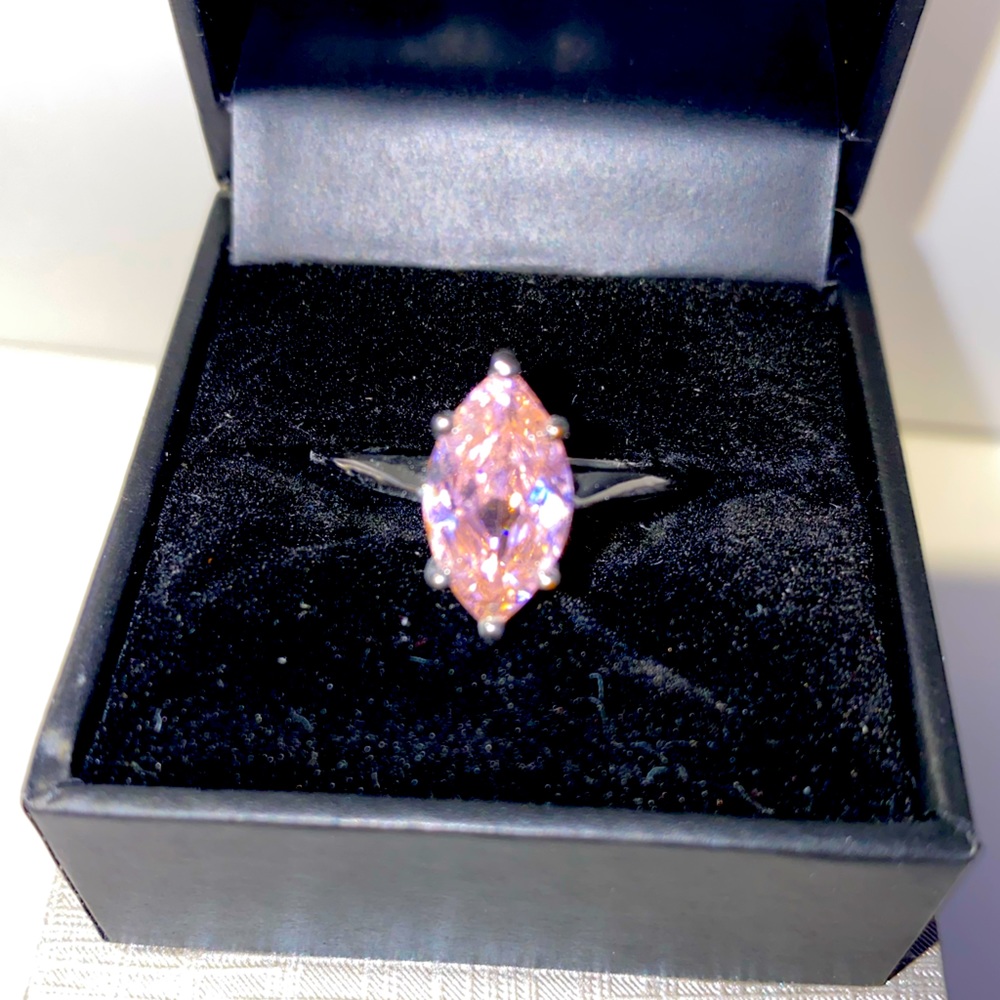 Marquise Cut Costume Jewelry Pink Rhinestone Ring